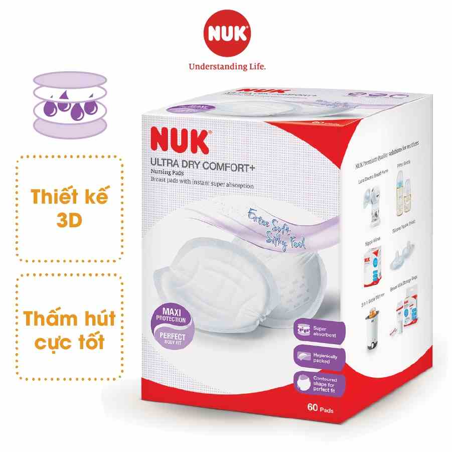 Lót thấm sữa cotton NUK thiết kế 3D thấm hút tốt bám dính cực cao