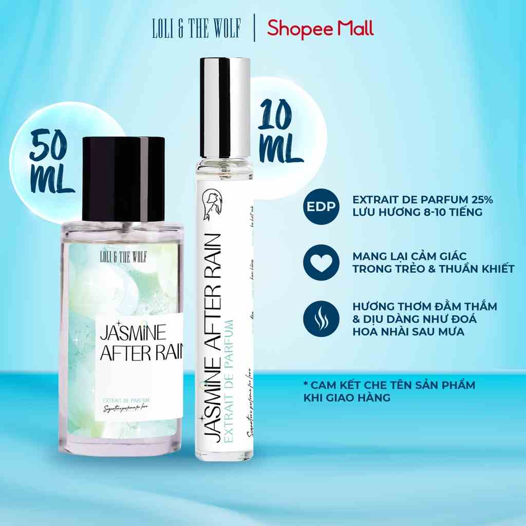 Nước Hoa Nữ Loli And The Wolf JASMINE AFTER RAIN thơm lâu hương thơm thuần khiết chai 10ml hoặc 50ml