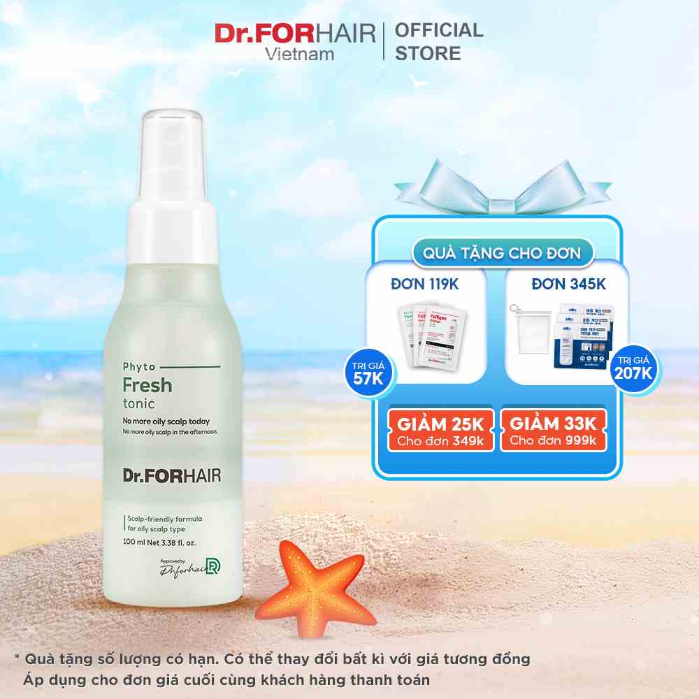 Xịt dưỡng tóc chiết xuất thực vật giảm dầu, nhờn, mùi hôi cho da đầu Dr.FORHAIR Phyto Fresh Tonic 100ml