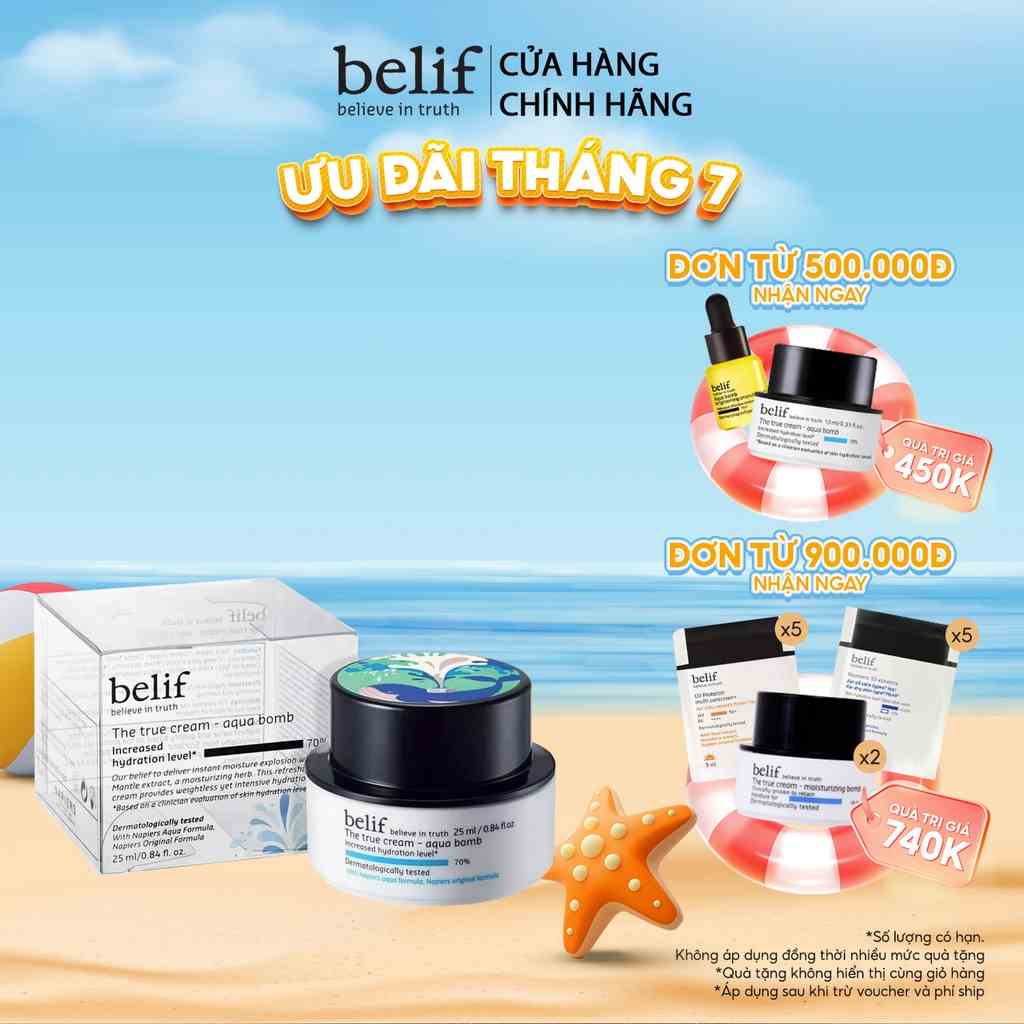 Kem cấp ẩm tức thì dạng gel Belif The True Cream Aqua Bomb - PHIÊN BẢN TIỆN LỢI 25ML