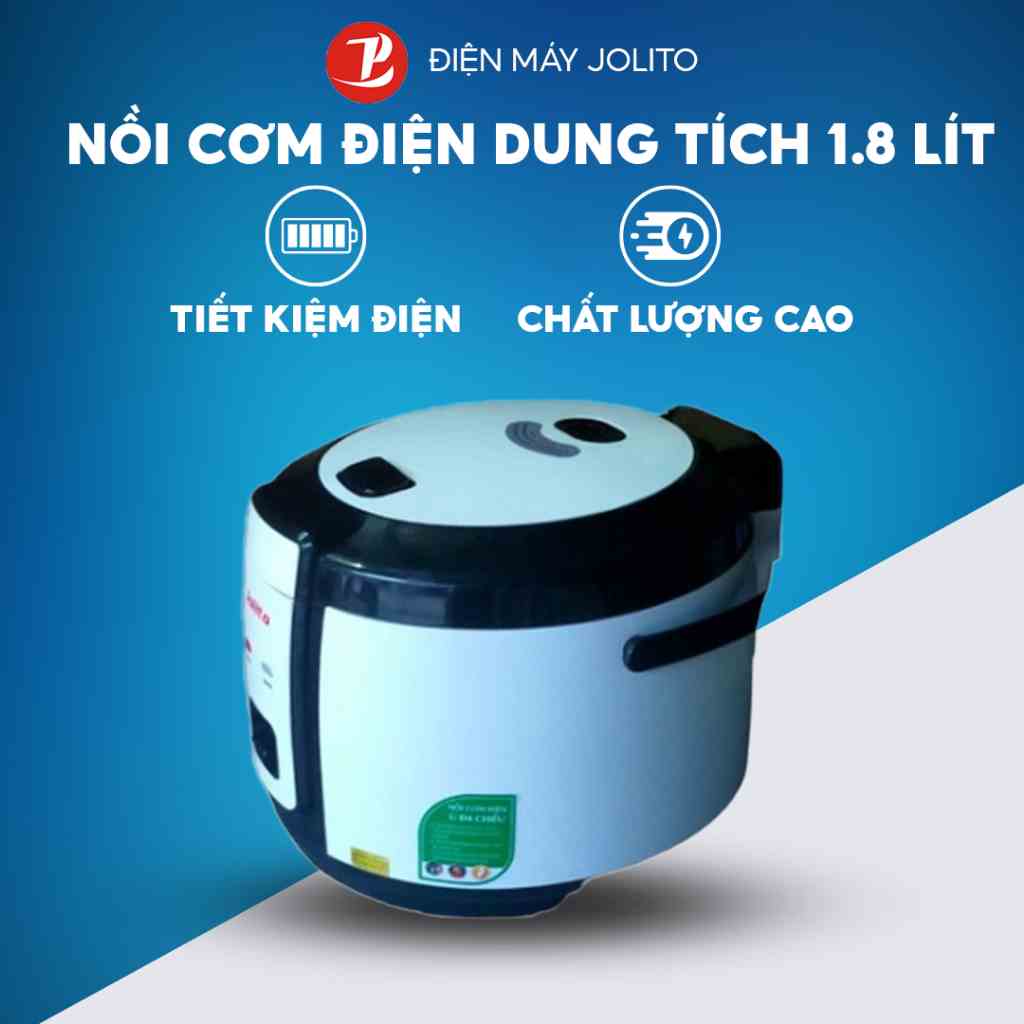 Nồi cơm điện JOLITO J1.8Gray dung tích 1.8 lít, quai xách tiện lợi, nấu cơm ngon công nghệ Nhật Bản - Bảo hành 12 tháng