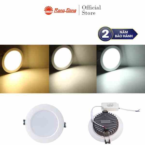 [Mã BMLTB200 giảm đến 100K đơn 499K] Đèn LED âm trần downlight Đổi 3 màu ánh sáng Rạng Đông khoét trần Viền Trắng