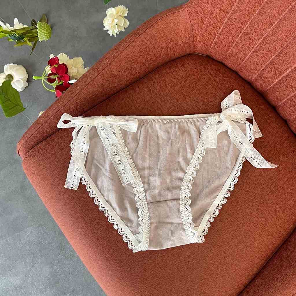 Quần lót nữ MQ005 Side Tie Pantie viền ren phối nơ thắt sườn xinh xắn cotton mềm co giãn tốt Lylylorem