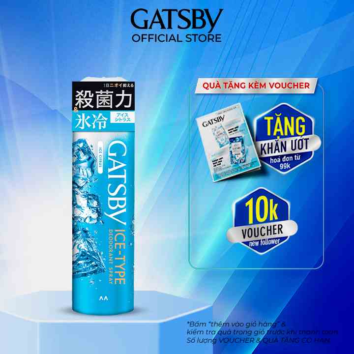 [Mã BMLTB35 giảm đến 35K đơn 99K] Xịt khử mùi cơ thể GATSBY ICE-TYPE DEODORANT SPRAY ICE CITRUS Mát Lạnh Sảng Khoái 135g