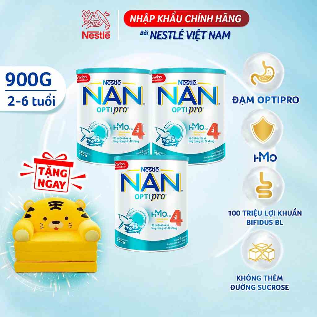 [Tặng 1 Ghế Sofa Cho Bé] Combo 3 lon NAN Optipro 4 900gr / hộp