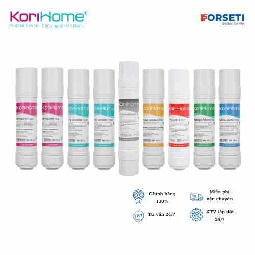 Combo 9 lõi lọc Korihome cho máy lọc nước Wpk-910 (2 sed 2 pre 1 post 1 RO 1 Nano 1 Hydrogen 1 Far)