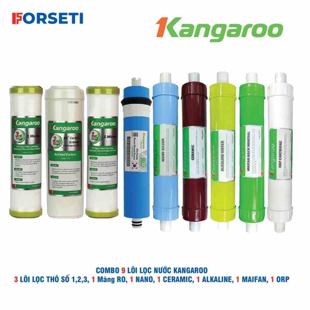 [Mã BMLTB200 giảm đến 100K đơn 499K] Trọn bộ 9 lõi lọc nước Kangaroo chính hãng dùng cho máy lọc nước Kangaroo KGRP88