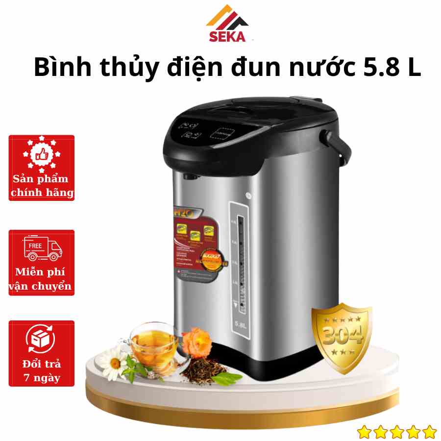 Bình thủy điện dung tích 5800 ml làm nóng nhanh, bảo hành 12 tháng