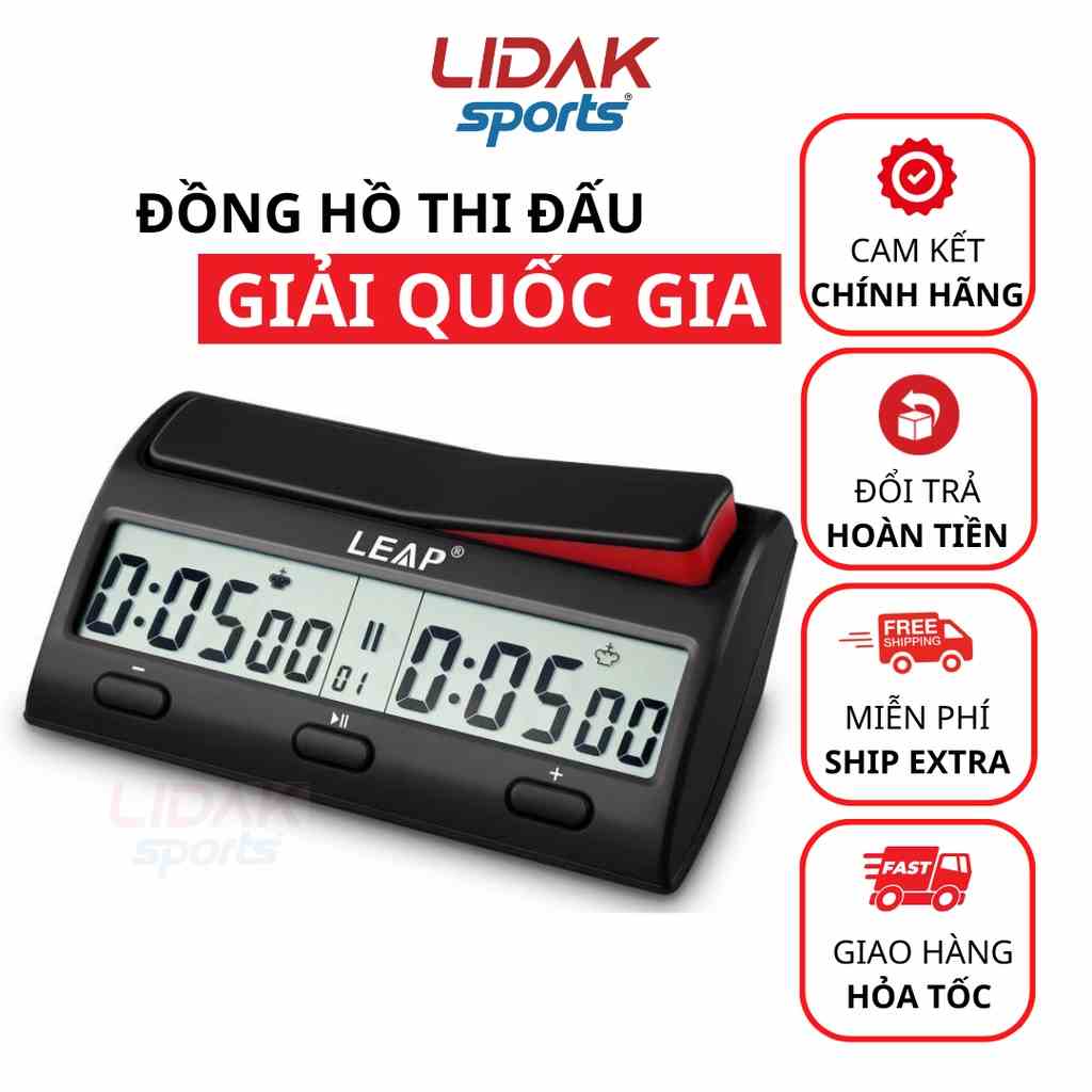 Đồng hồ thi đấu cờ vua, cờ tướng LEAP PQ9912 bấm giây đếm ngược thời gian thi đấu - LIDAK SPORT