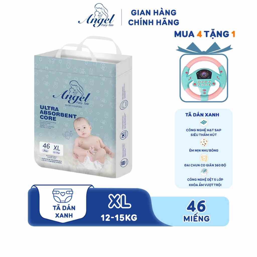 Tã Dán ANGEL Ultra Absorbent Core Size XL46