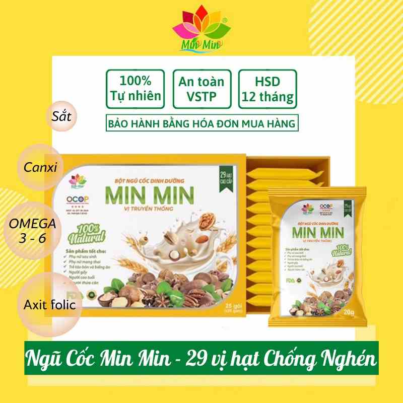 [MẪU MỚI] Ngũ Cốc Min Min 29 Loại Hạt, Ngũ Cốc Cho Bà Bầu, Ngũ Cốc Giảm Cân, Tăng Cân, Dạng Gói 20g, 25 Gói/500g