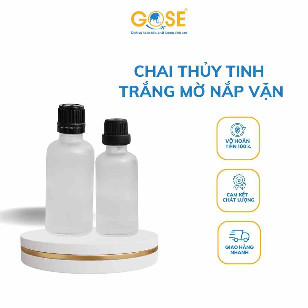 [Mã BMLTB35 giảm đến 35K đơn 99K] Lọ thủy tinh chiết mỹ phẩm GOSE thân mờ bộ chiết mỹ phẩm dạng nắp vặn nhỏ giọt