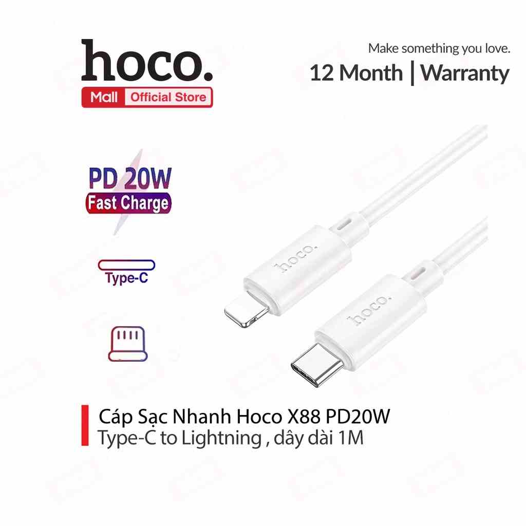 Cáp sạc Hoco X88 sạc nhanh PD20W dây dẻo chống rối dài 1M cho iPhone