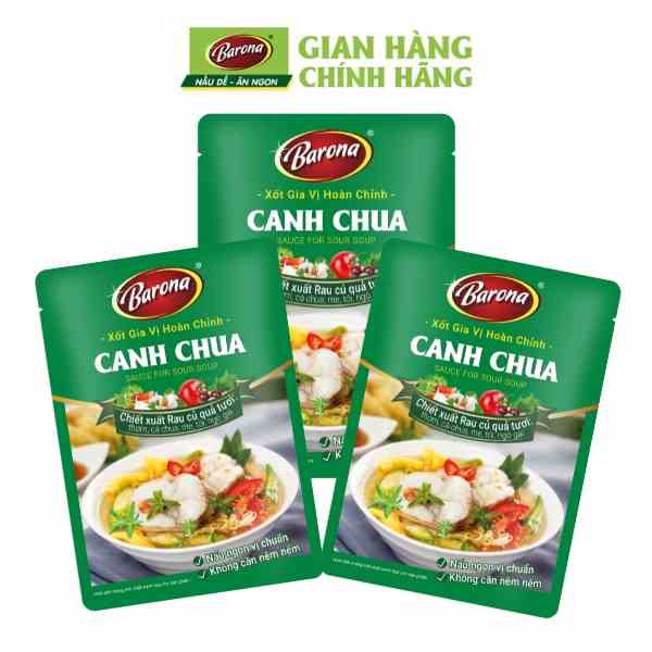 Combo 3 Gói Gia Vị Canh Chua Barona 80g ướp ngon chuẩn vị không cần nêm nếm