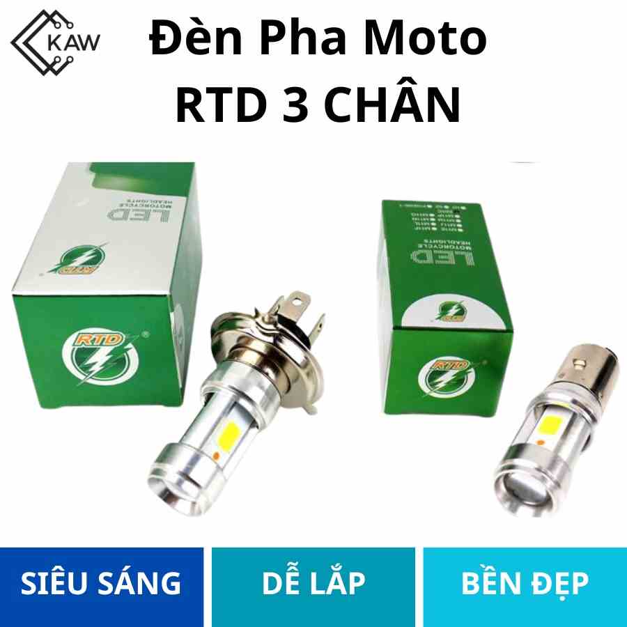 Đèn pha led siêu sáng 3 chân rtd h4, dễ dàng lắp đặt, tương thích với mọi loại xe