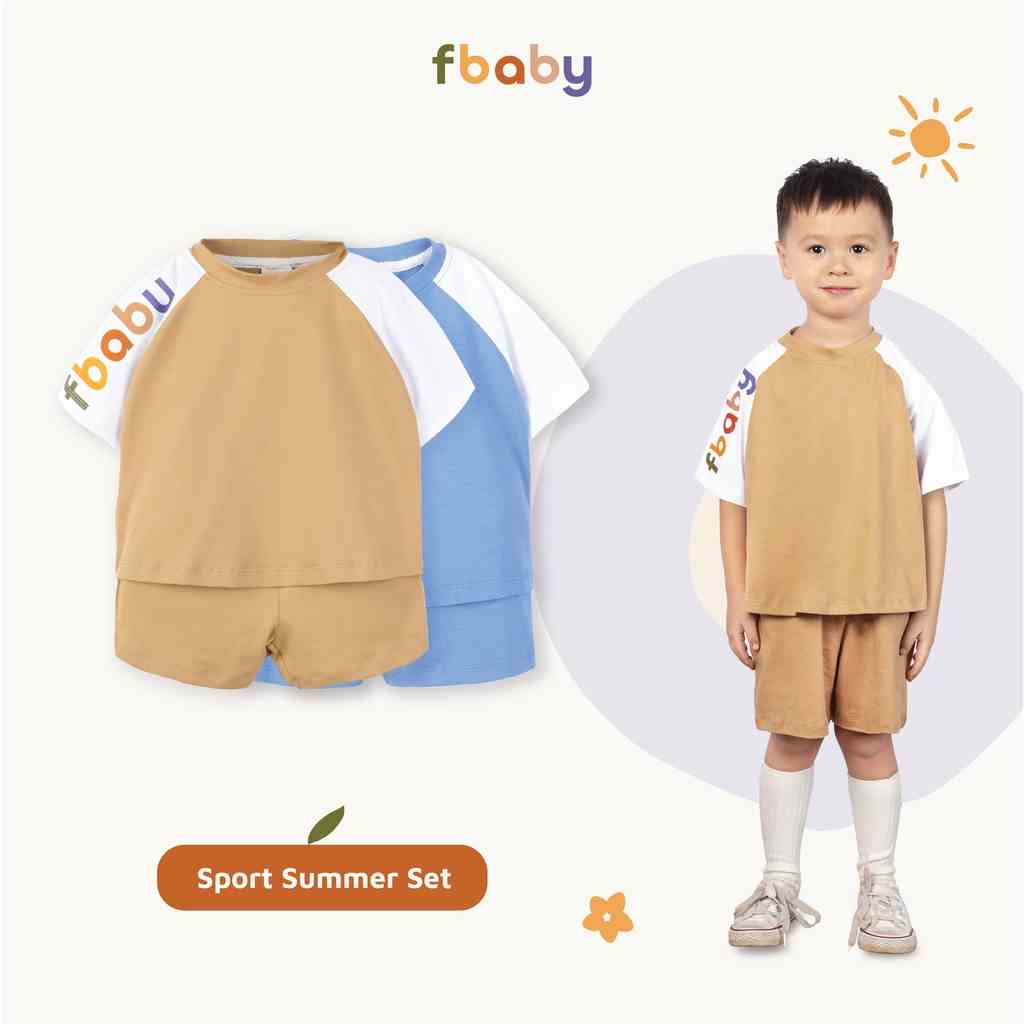 Bộ thun hè bé trai phối tay logo Fbaby - FB017