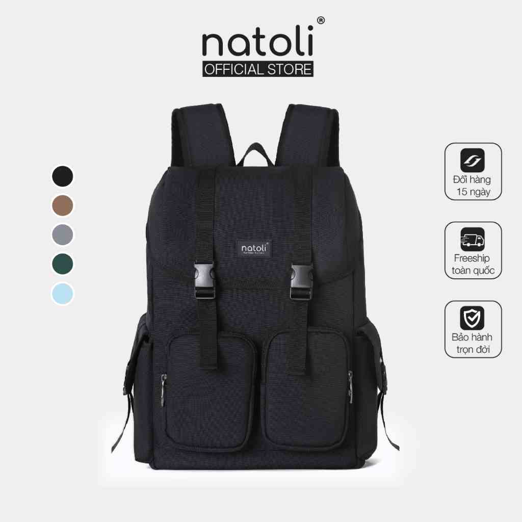 Balo nam nữ Thương hiệu NATOLI đi học nhiều ngăn kháng nước cao cấp - WOLFI BACKPACK B7