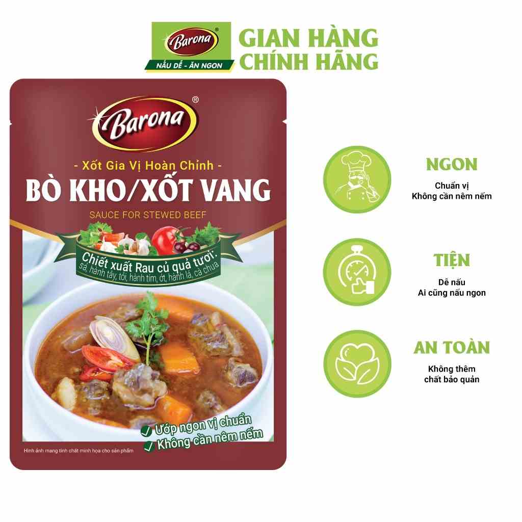 Gia Vị Bò kho/ Xốt Vang Barona 80g ướp ngon chuẩn vị không cần nêm nếm