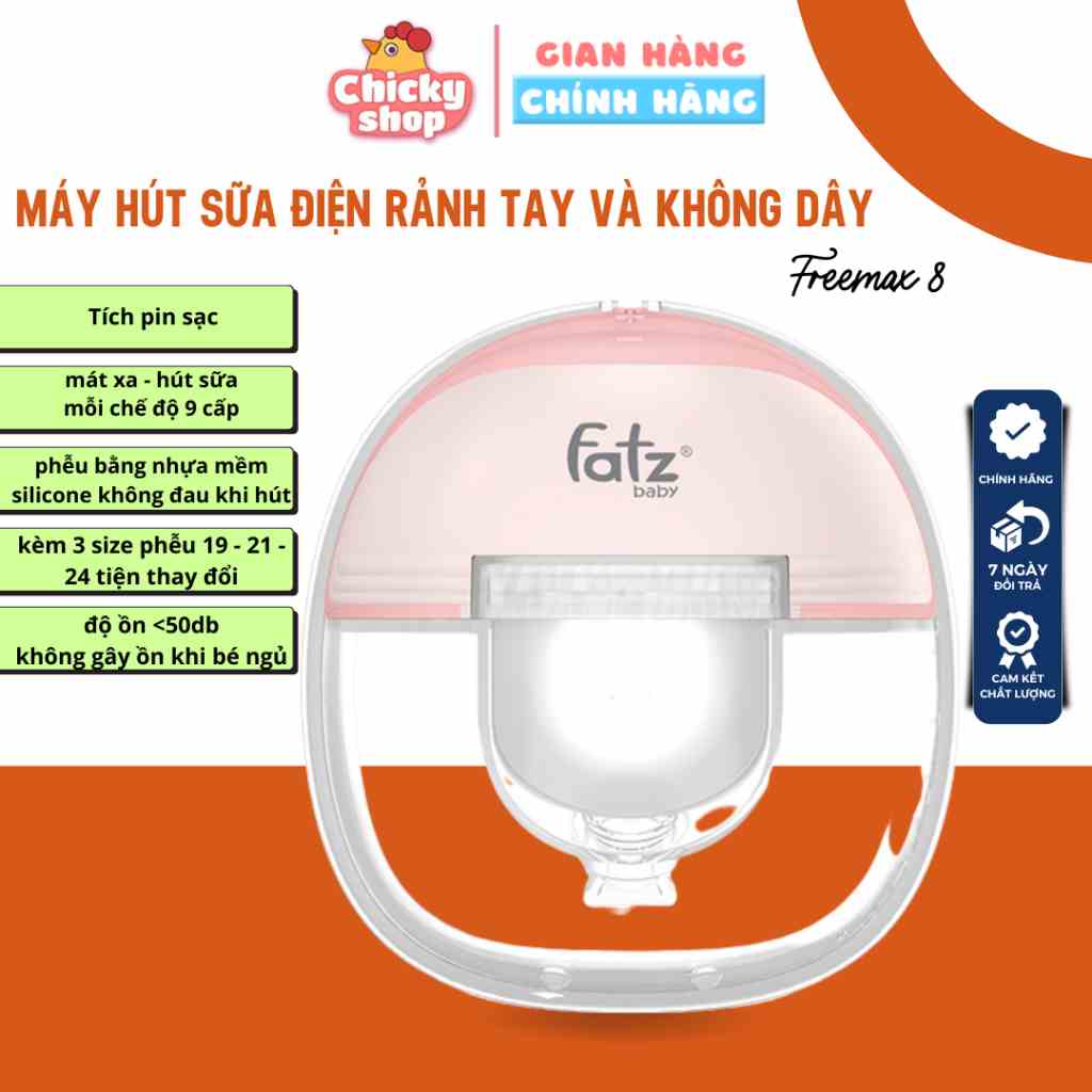 Máy hút sữa điện rảnh tay và không dây Freemax 8 Fatzbaby FB1218TP mát xa - hút sữa 9 cấp mỗi chế độ