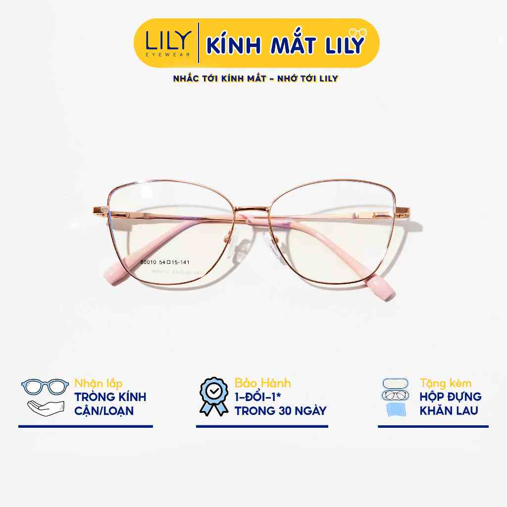 Kính mắt mèo nữ LILYEYEWEAR chất liệu kim loại thanh mảnh thiết kế thời trang 80010