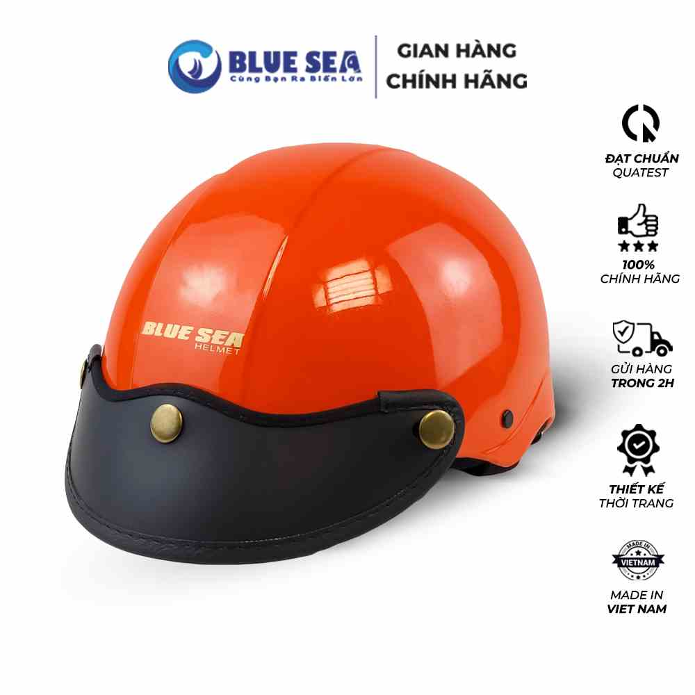 Mũ bảo hiểm Thời trang 1/2 Nửa đầu BLUE SEA - A104 - Màu Cam - FREESIZE - Chính hãng