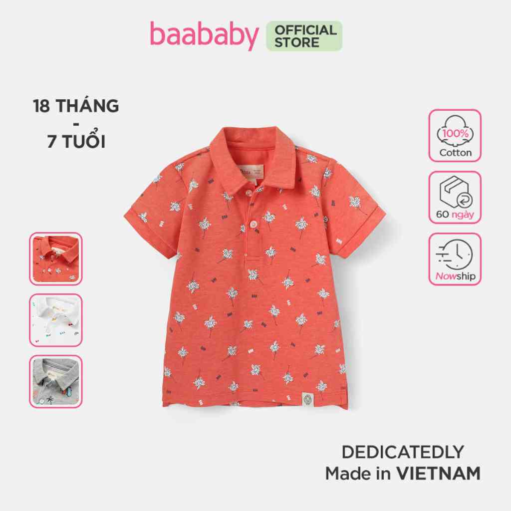 [Mã BMLTB35 giảm đến 35K đơn 99K] Áo polo bé trai, áo polo ngắn tay in họa tiết cho bé trai Baa Baby - B-BT-PL01N-07