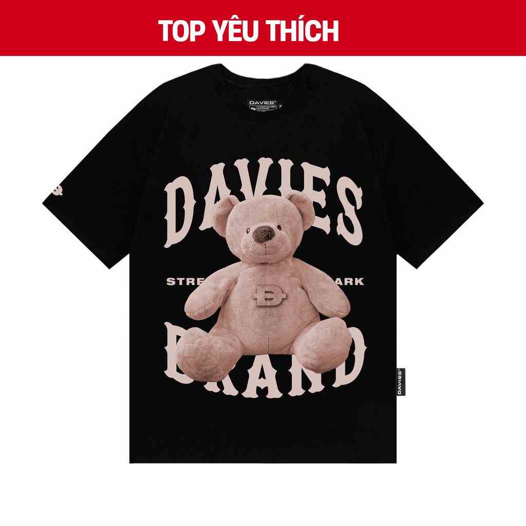 Áo phông nam nữ form rộng tay lỡ màu đen tee local brand Teddy Bear DAVIES |D26-T2