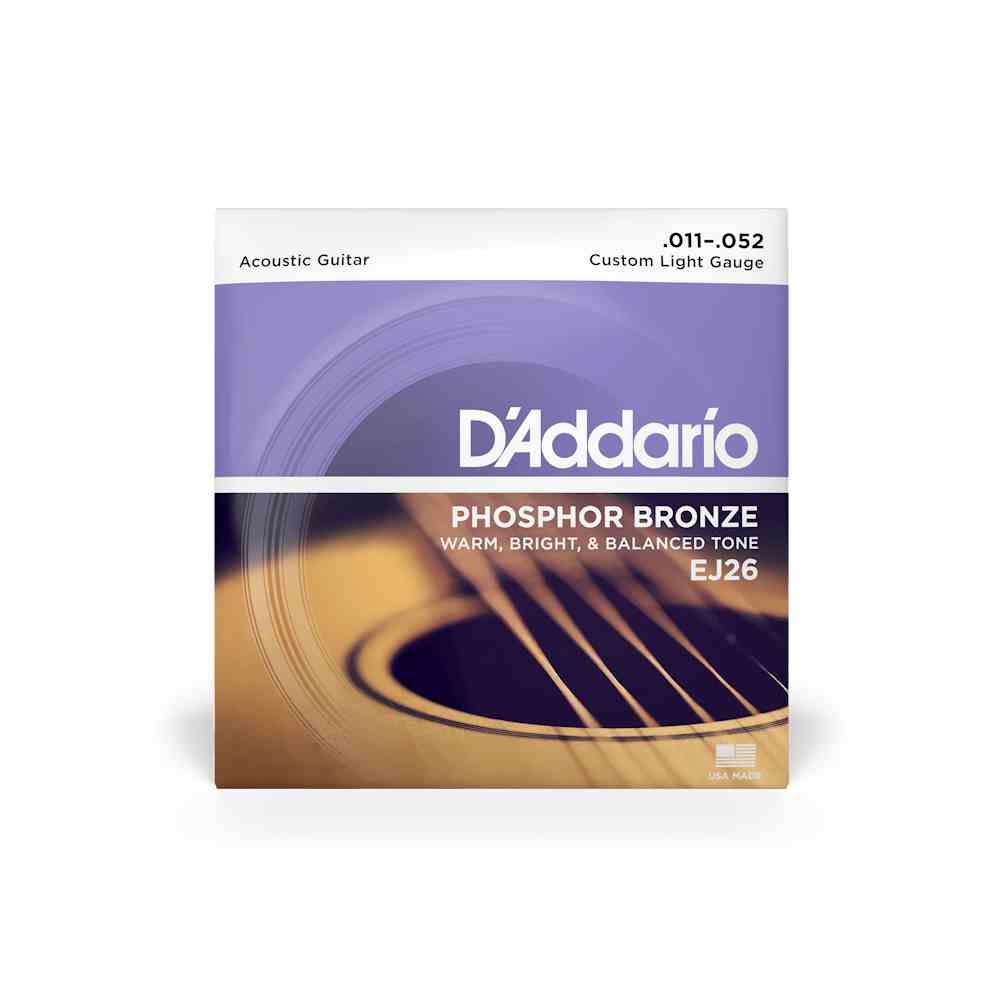 Bộ dây đàn Guitar Acoustic - DAddario EJ26 - Phosphor Bronze, Custom Light Gauge .011-.052 (11-52)