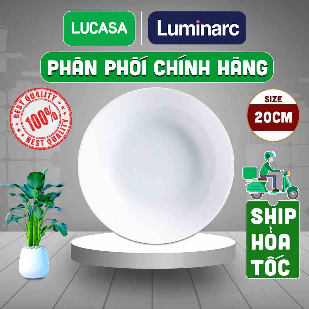 [Mã BMLTA35 giảm đến 35K đơn 99K] Đĩa Sâu Thủy Tinh Cường Lực Luminarc Diwali Trắng 20cm - L3605 | Phân Phối Chính Hãng