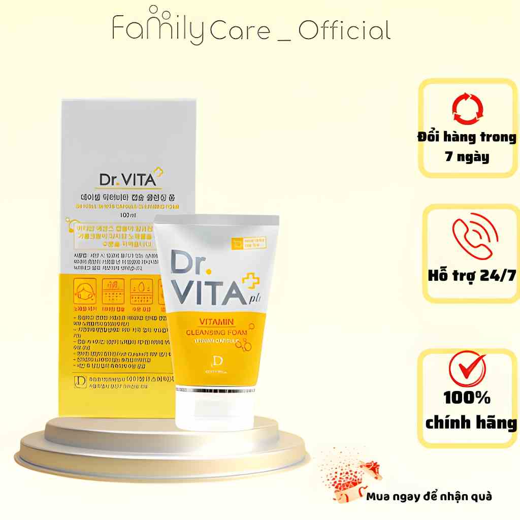 Sữa rửa mặt trắng da bổ sung vitamin DayCell Dr.Vita 100mL