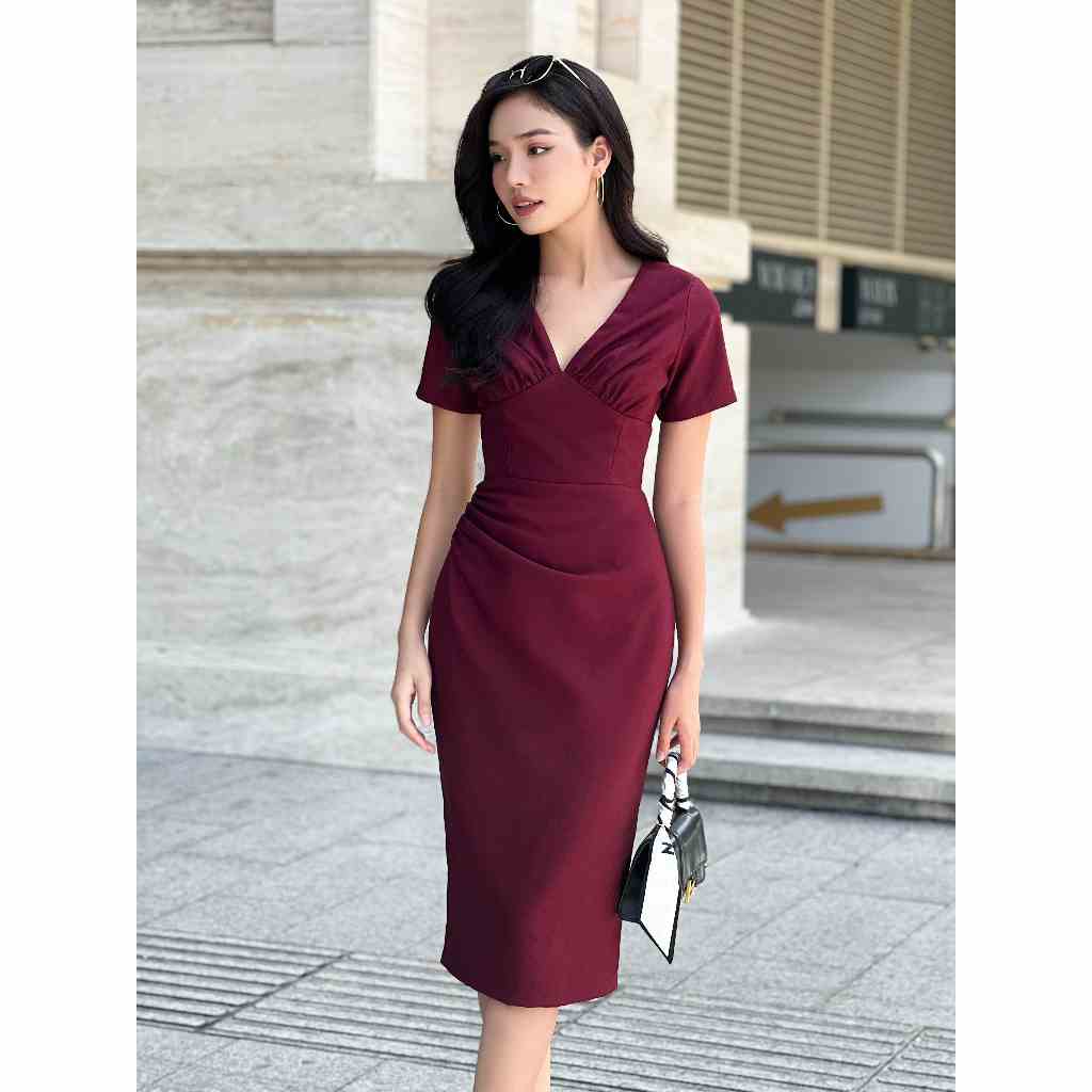 BABE DRESS - ĐẦM LỤA CỔ V