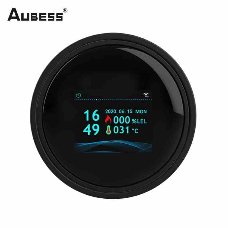 Aubess Wifi Máy dò rò rỉ khí gas tự nhiên Cảm biến rò rỉ Lpg có báo động âm thanh Bảo vệ giám sát từ xa An ninh qua Google Alexa