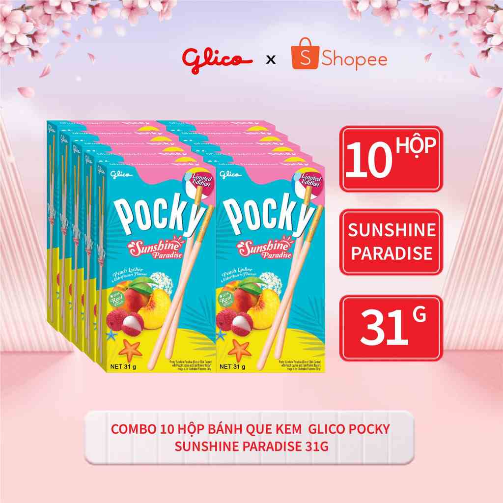 [Mã BMLTB35 giảm đến 35K đơn 99K] COMBO 10 HỘP BÁNH QUE POCKY HƯƠNG MÙA HÈ 31G