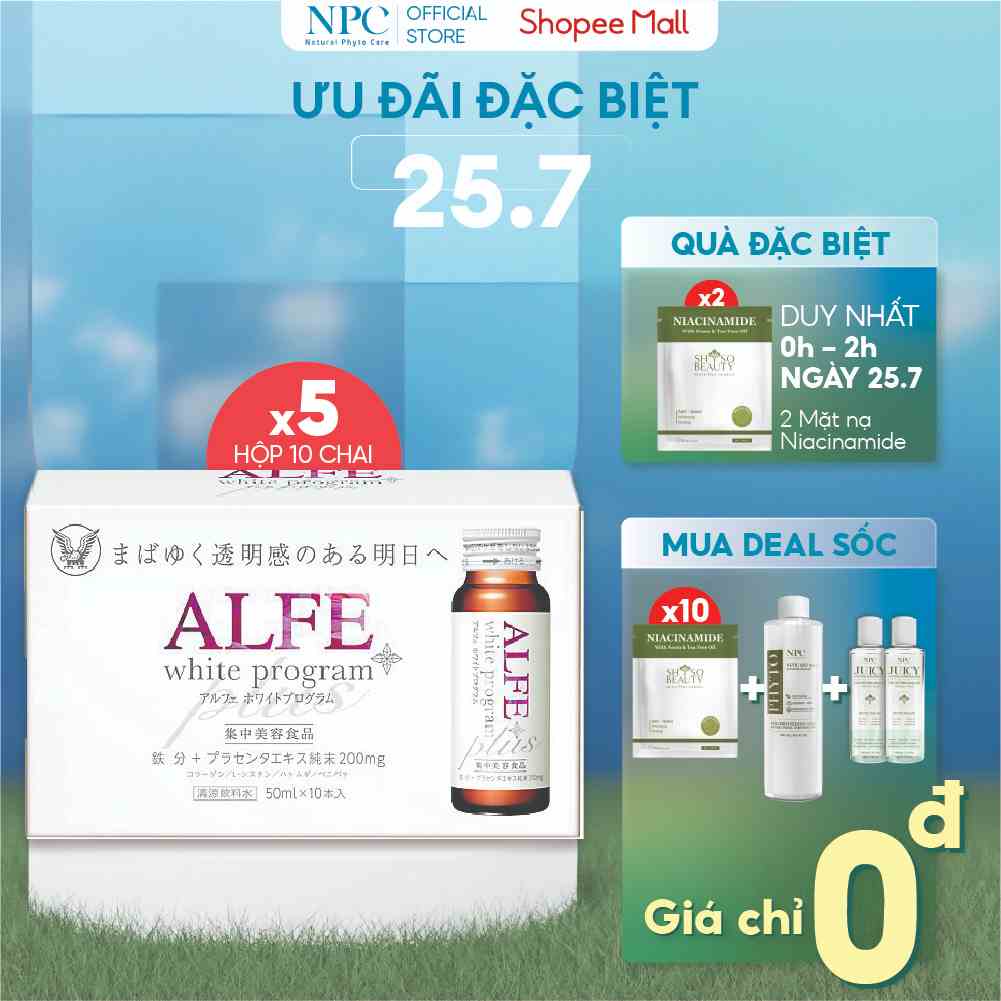 COMBO 50 chai Collagen nội địa Nhật Bản Alfe White Pro 50ml/chai - Placenta tinh khiết 200mg dưỡng trắng, làm mịn da