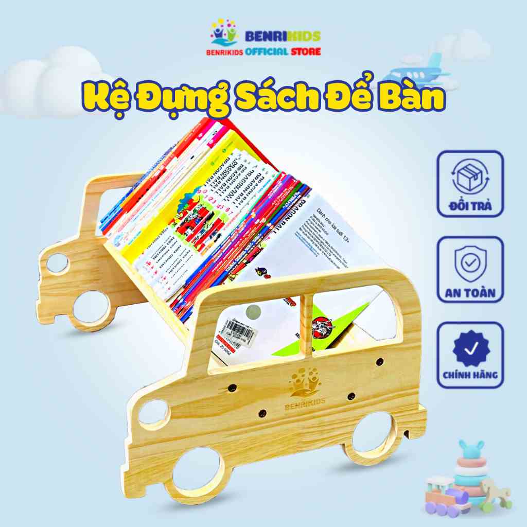 Kệ Đựng Sách Cho Bé Benrikids Để Bàn Chất Liệu Gỗ Tự Nhiên