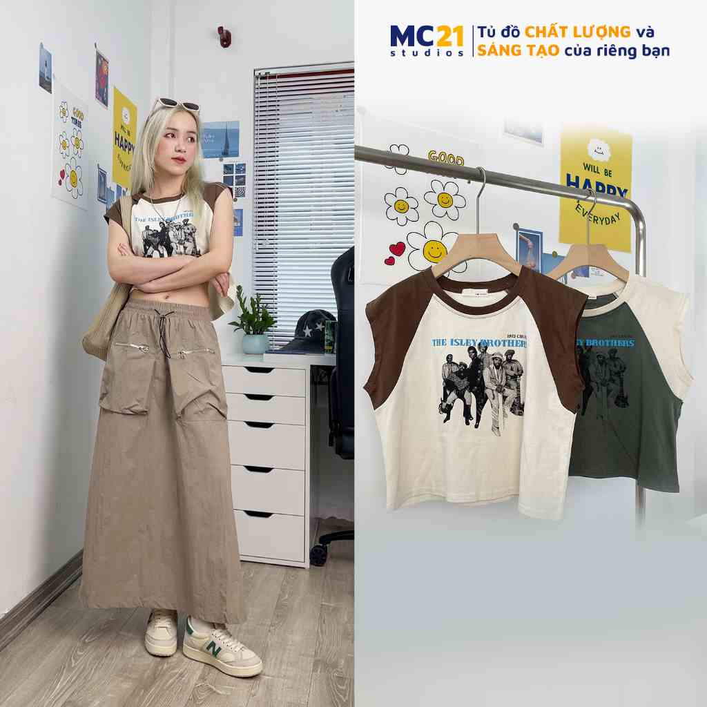 Áo 3 lỗ croptop MC21.STUDIOS freesize Ulzzang Streetwear Hàn Quốc tee nữ phông cổ tròn pull vải thun xịn A3604