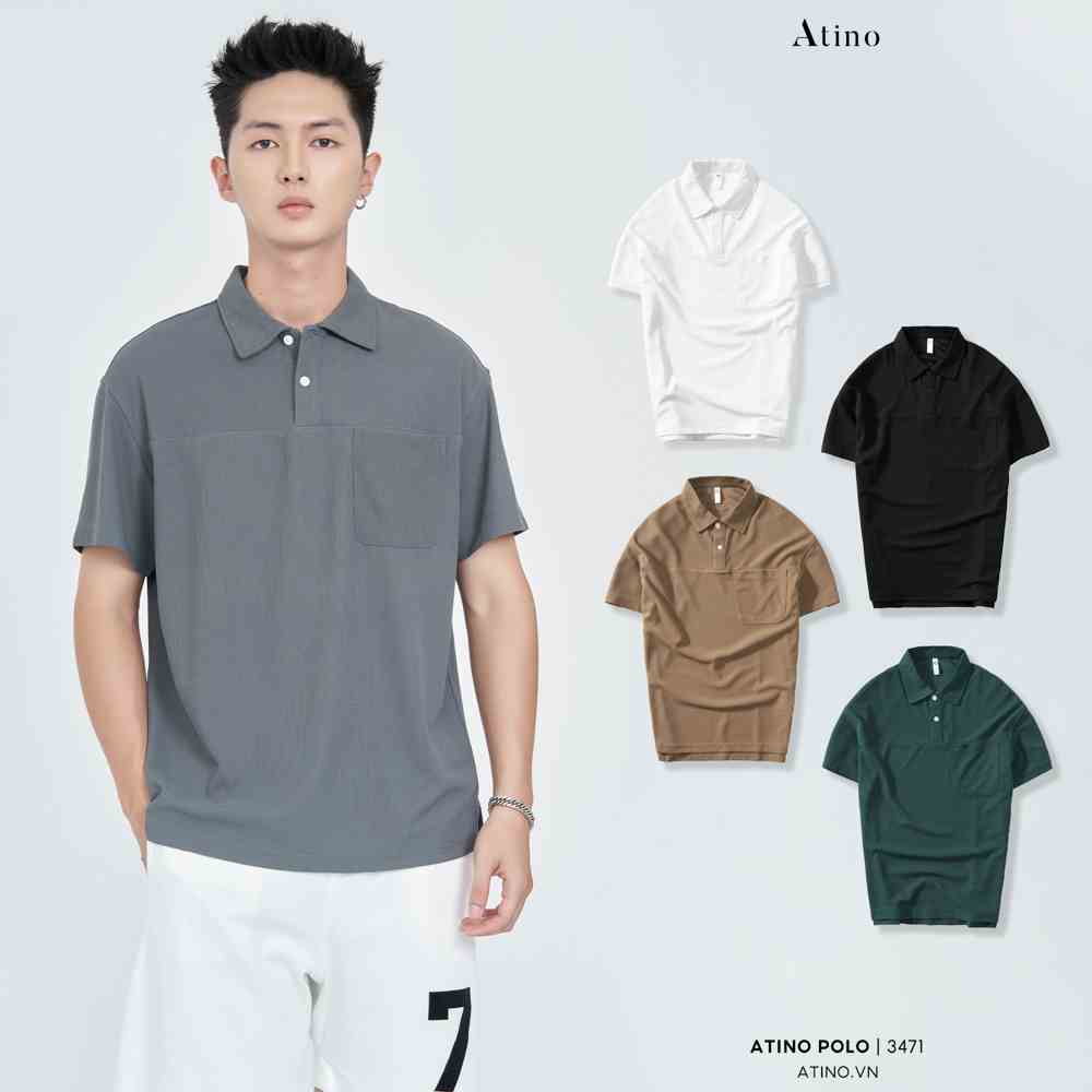 Áo Polo Nam Cộc Tay Trơn ATINO chất liệu 100% Cotton thoáng mát form Regular PL6.3471