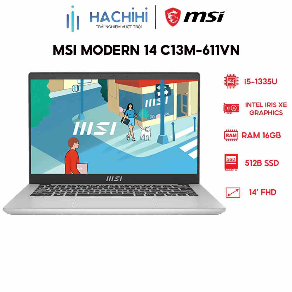 Laptop MSI Modern 14 C13M-611VN i5-1335U | 16GB | 512GB | Intel Iris Xe Graphics | 14