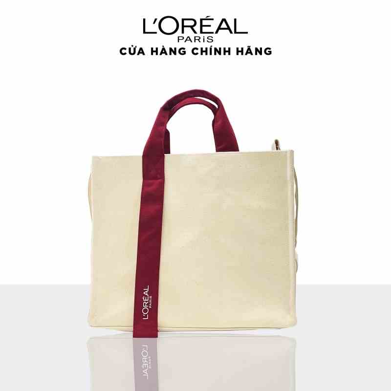 [Quà tặng không bán] Túi Tote Ngang Trắng Đỏ LOreal Paris