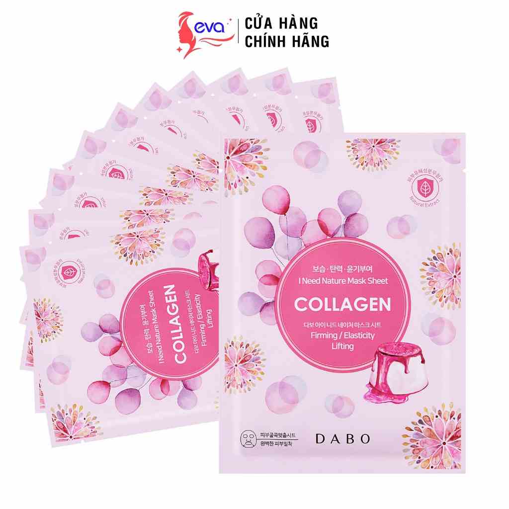 [Mã ICBFRI15 giảm 10% đơn 0đ] 10 Mặt nạ Collagen dưỡng da Chống lão hóa Dabo I Need Natural 23g