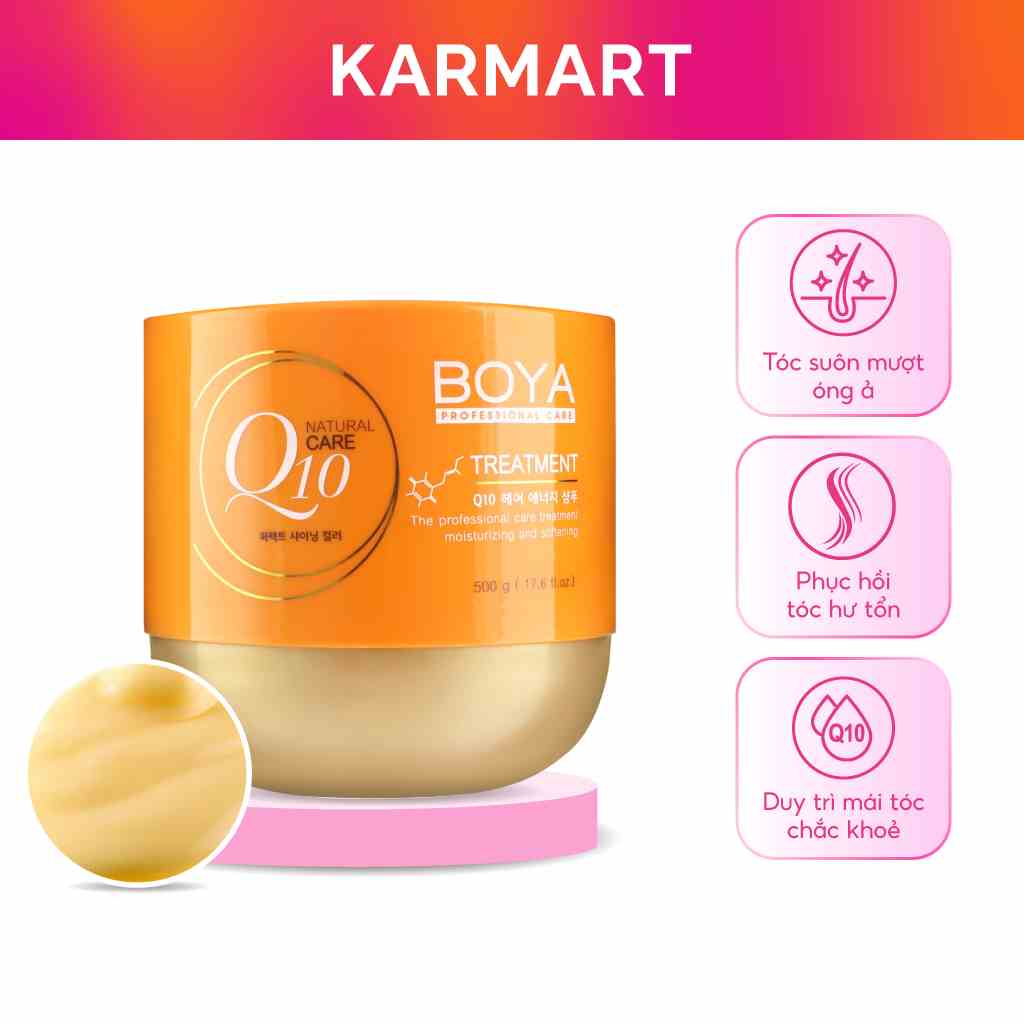 Kem Ủ Tóc Boya Q10 Treatment Phục Hồi Tóc Hư Tổn, Ngăn Rụng Tóc, Nuôi Dưỡng Chân Tóc Và Da Đầu 500G