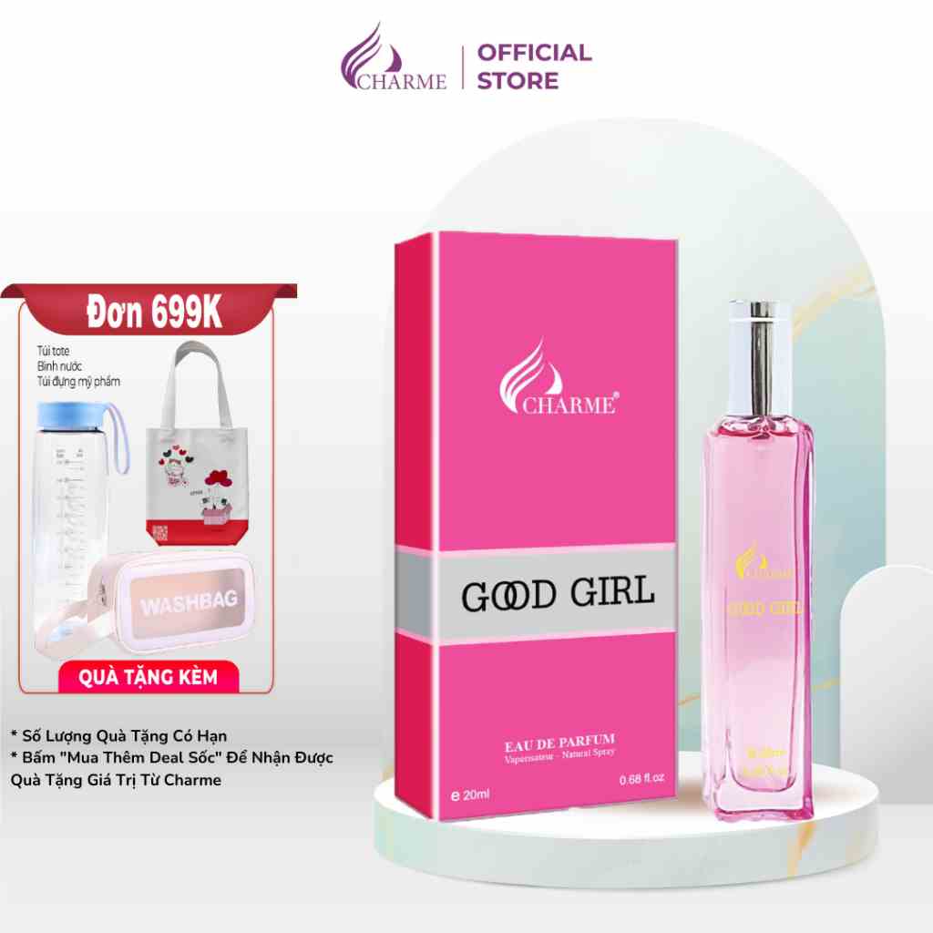 Nước hoa nữ cao cấp, Charme GoodGirl, mùi hương hoa cỏ, nhẹ nhàng, thanh thoát, lưu hương lâu, 20ml