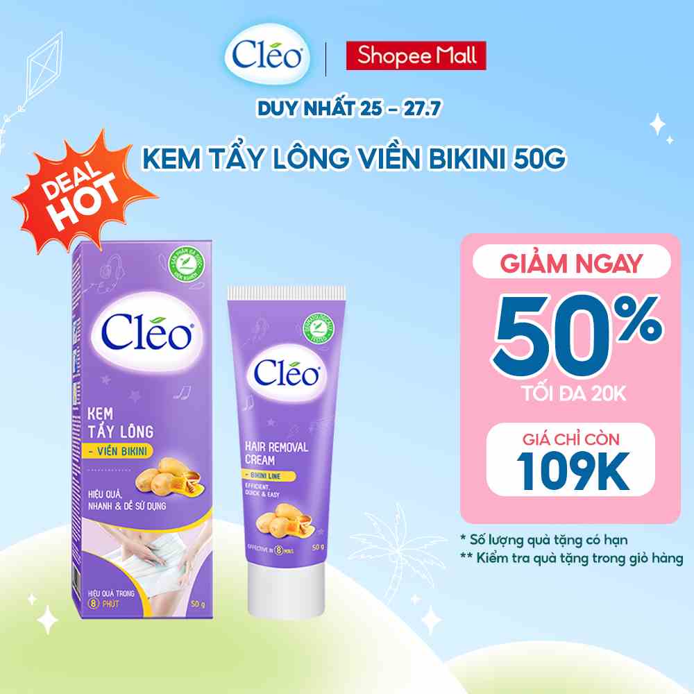 Kem tẩy lông viền bikini Cléo 50g không đau rát, an toàn hiệu quả