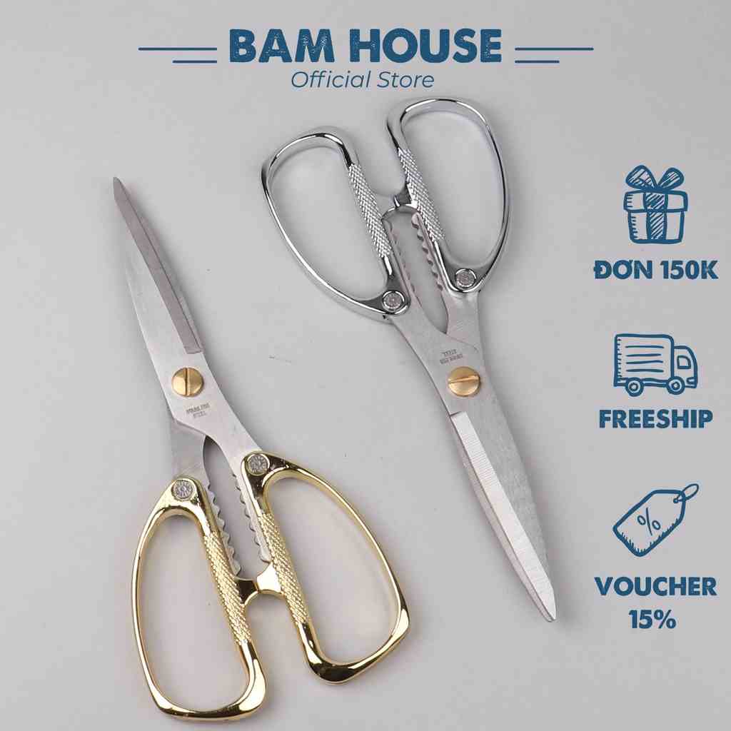 Kéo bếp Bam House cán inox lưỡi thép không gỉ siêu bền cao cấp KCI03 - Gia dụng bếp