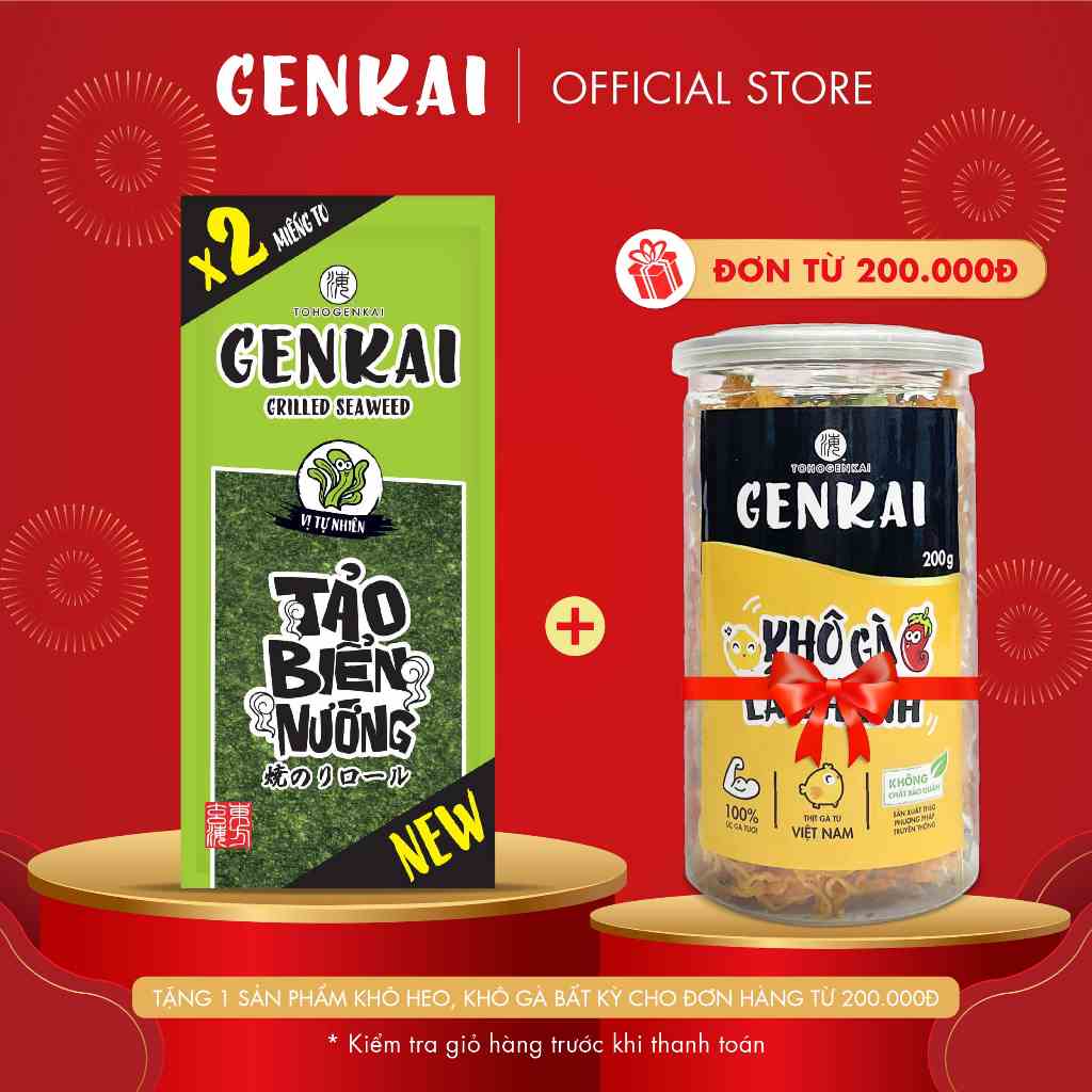 [Mã BMLTB35 giảm đến 35K đơn 99K] Snack Tảo Biển Nướng GENKAI Vị Tự nhiên 7.2g