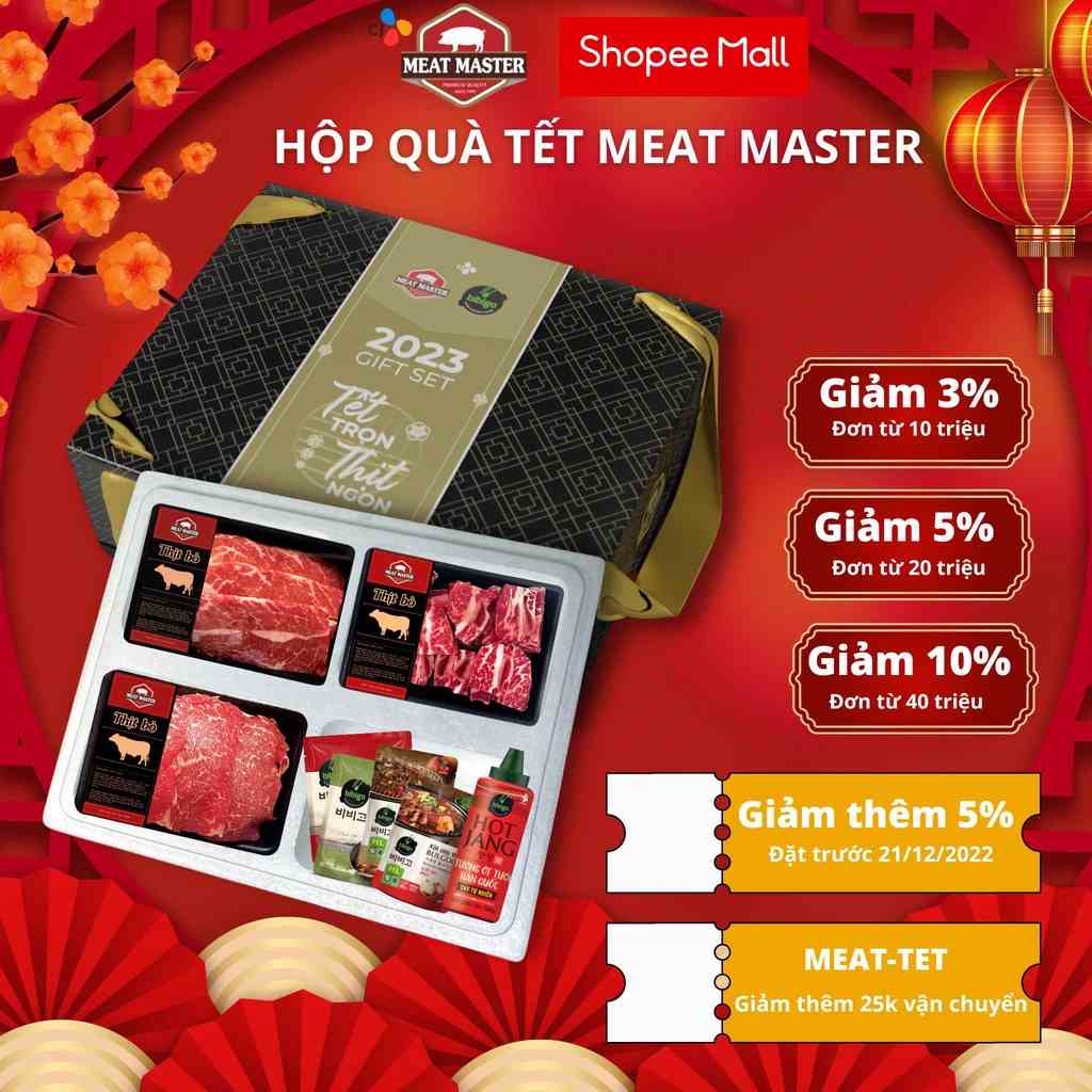 [Hộp quà tết 2023] Set Thịt Bò Nhập Khẩu MEAT MASTER Premium 1.5kg