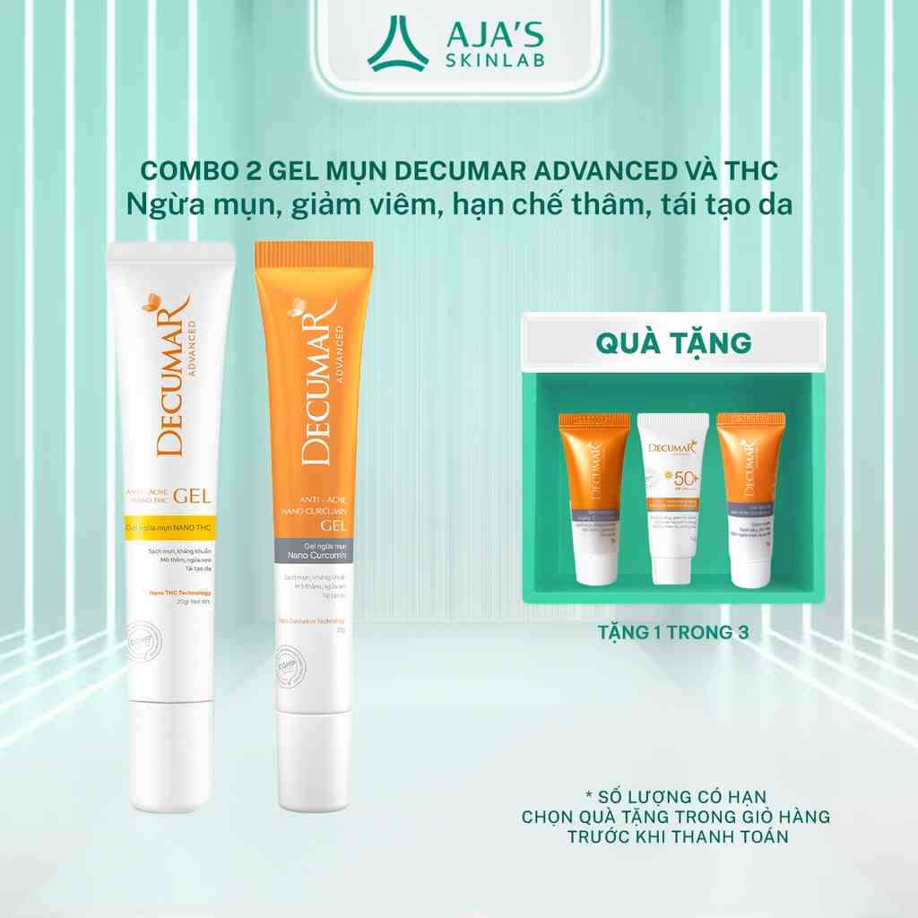 Combo 2 sản phẩm gel ngừa mụn sáng da Decumar (Gel Decumar Advanced 20gr và Gel nghệ THC 20gr) - AJAS SKINLAB