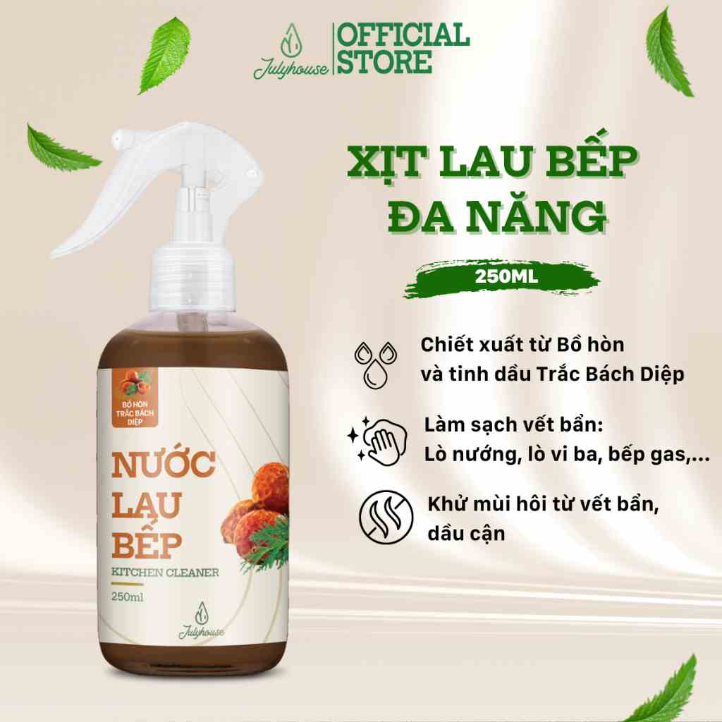 [Mới] Xịt lau bếp đa năng JULYHOUSE chiết xuất Bồ Hòn và tinh dầu Trắc Bách Diệp sạch vết bẩn, dịu da tay