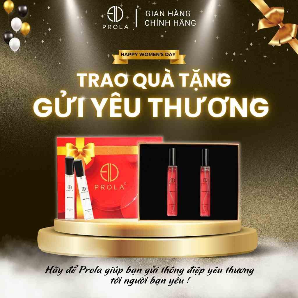 Set Hộp Quà Tặng Nước Hoa Nam Nữ PROLA Cho Bạn Trai, Gái, Người Yêu Valentine 8/3, Sinh Nhật