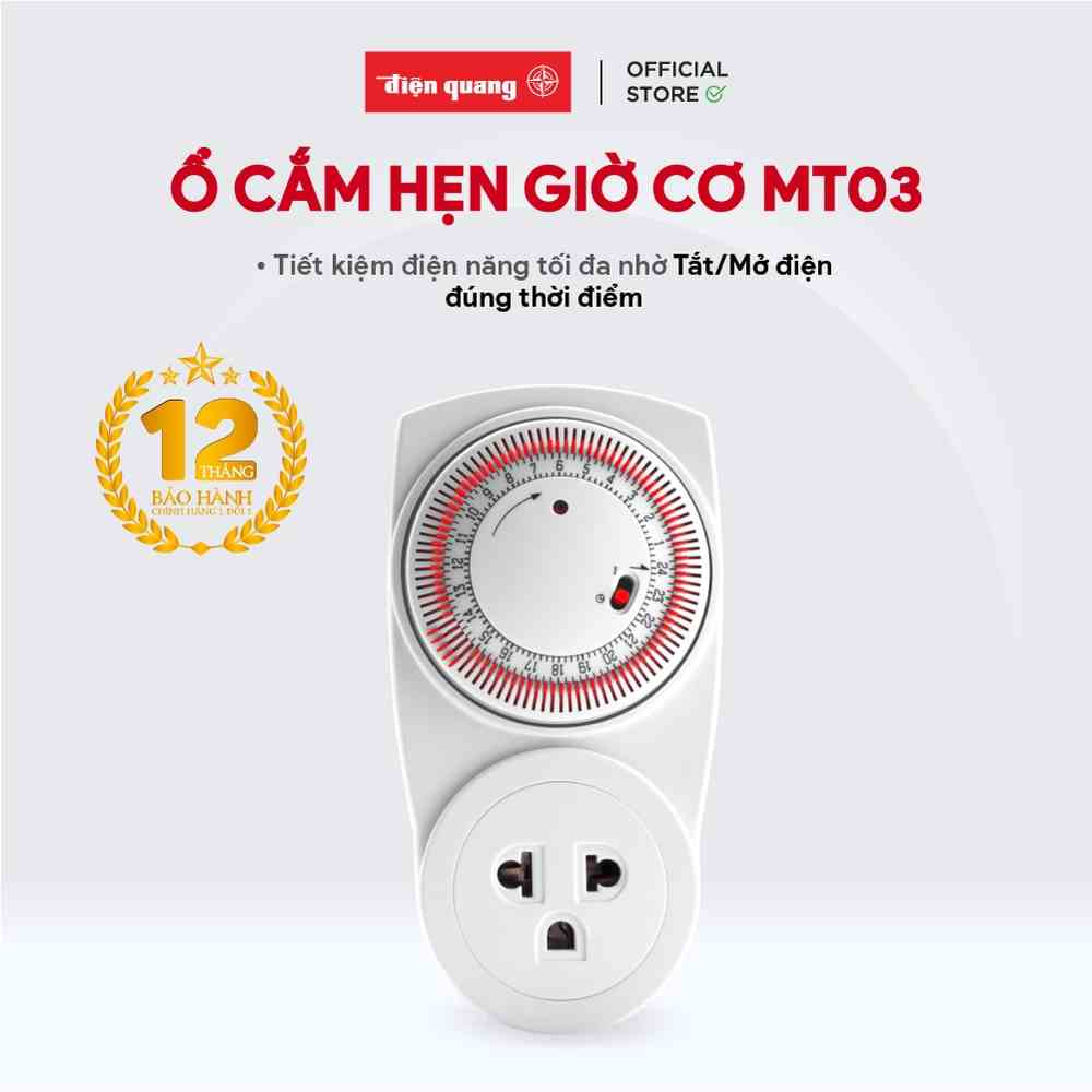 [QUÀ TẶNG] Ổ cắm hẹn giờ Điện Quang ĐQ ESK MT03 WR 13